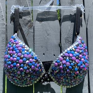 NEW Hand bedazzled black bra!